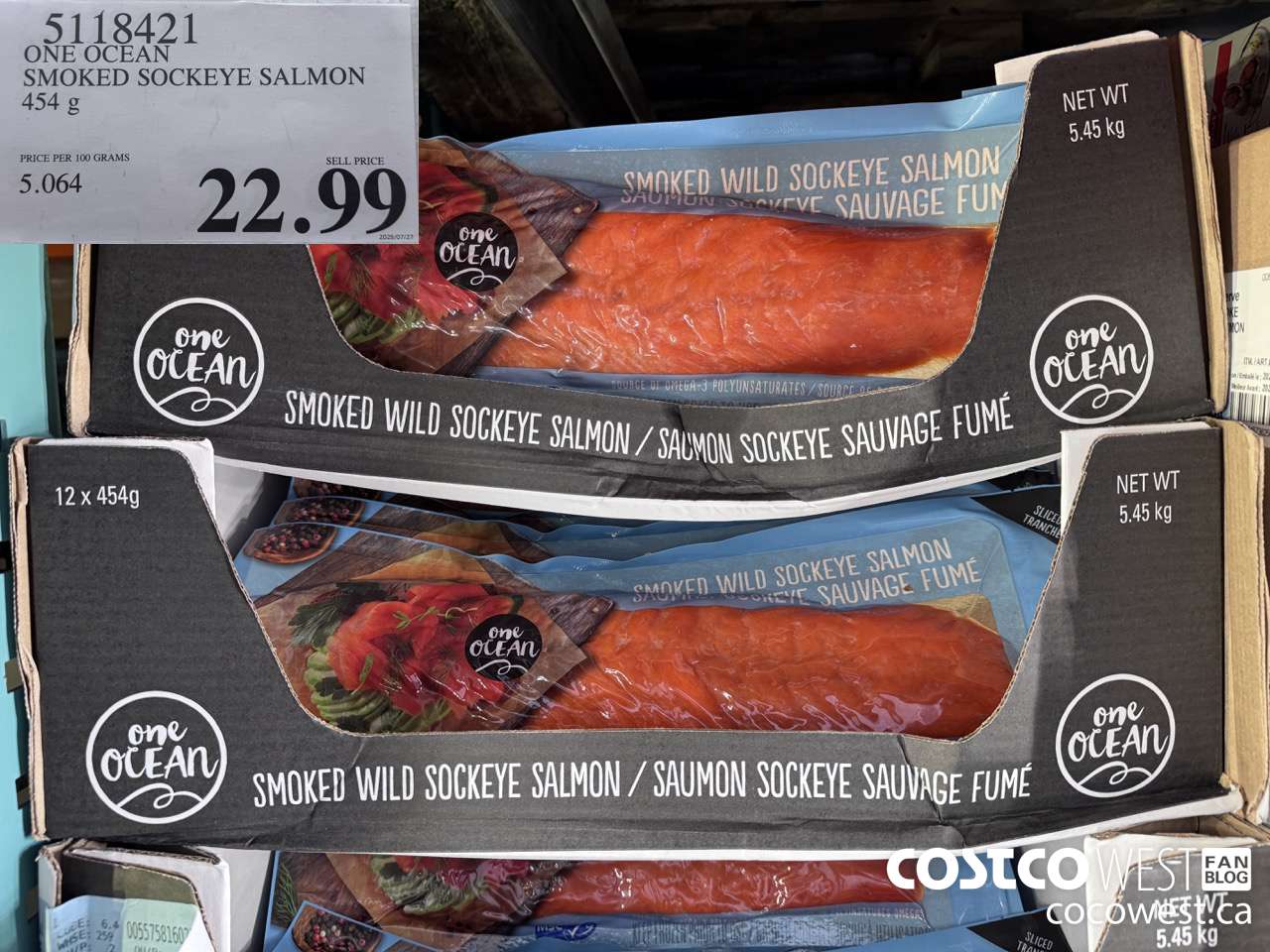 5118421 ONE OCEAN SMOKED SOCKEYE SALMON 454 g  $22.99
