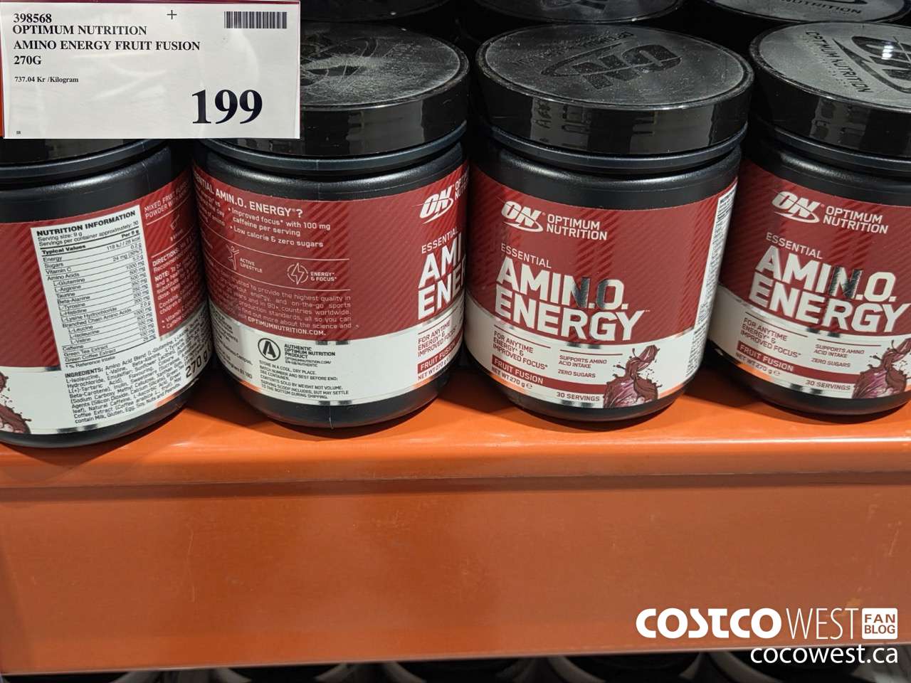 398568 OPTIMUM NUTRITION AMINO ENERGY FRUIT FUSION 270G $199.00