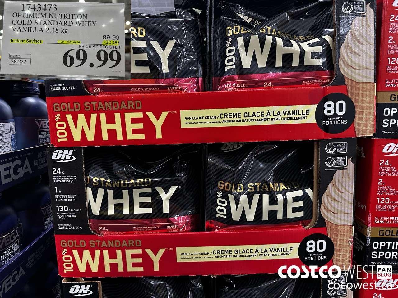 1743473 OPTIMUM NUTRITION GOLD STANDARD WHEY 2.48 KG ($20.00 INSTANT SAVINGS EXPIRES ON 2025-08-03) $69.99