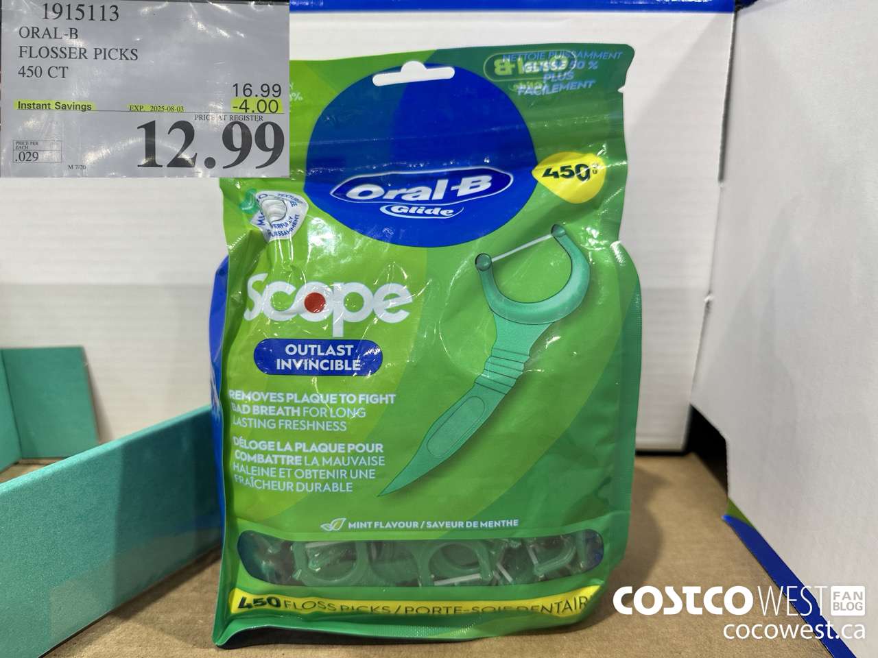 1915113 ORAL-B FLOSSER PCKS 450CT ($4.00 INSTANT SAVINGS EXPIRES ON 2025-08-03) $12.99