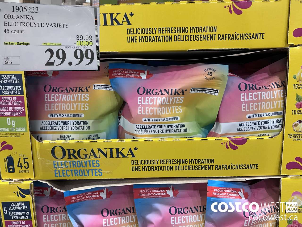 1905223 ORGAIKA ELECTROLYTE VARIETY 45 COUNT ($10.00 INSTANT SAVINGS EXPIRES ON 2025-08-03) $29.99