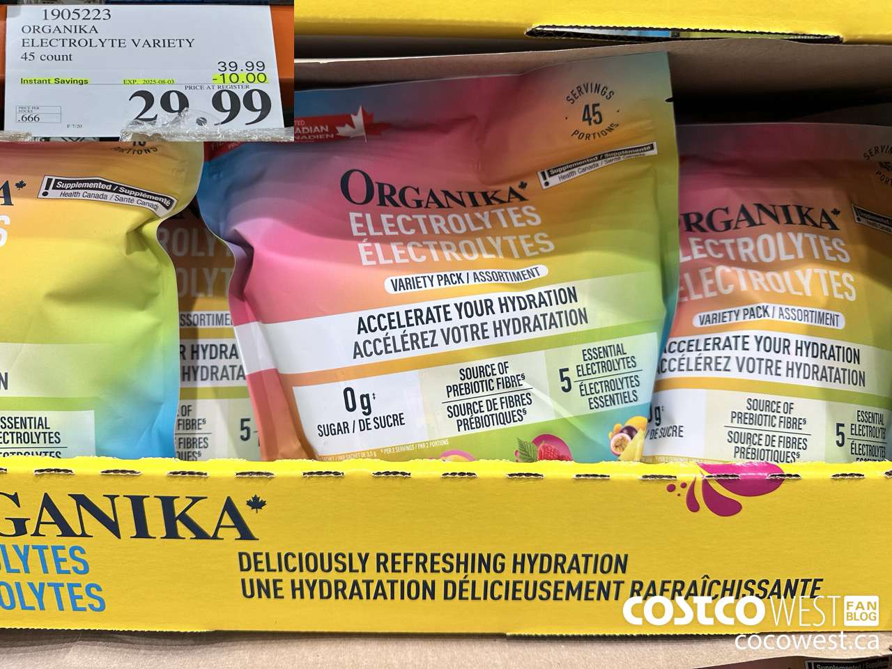 1905223 ORGAIKA ELECTROLYTE VARIETY 45 COUNT ($10.00 INSTANT SAVINGS EXPIRES ON 2025-08-03) $29.99