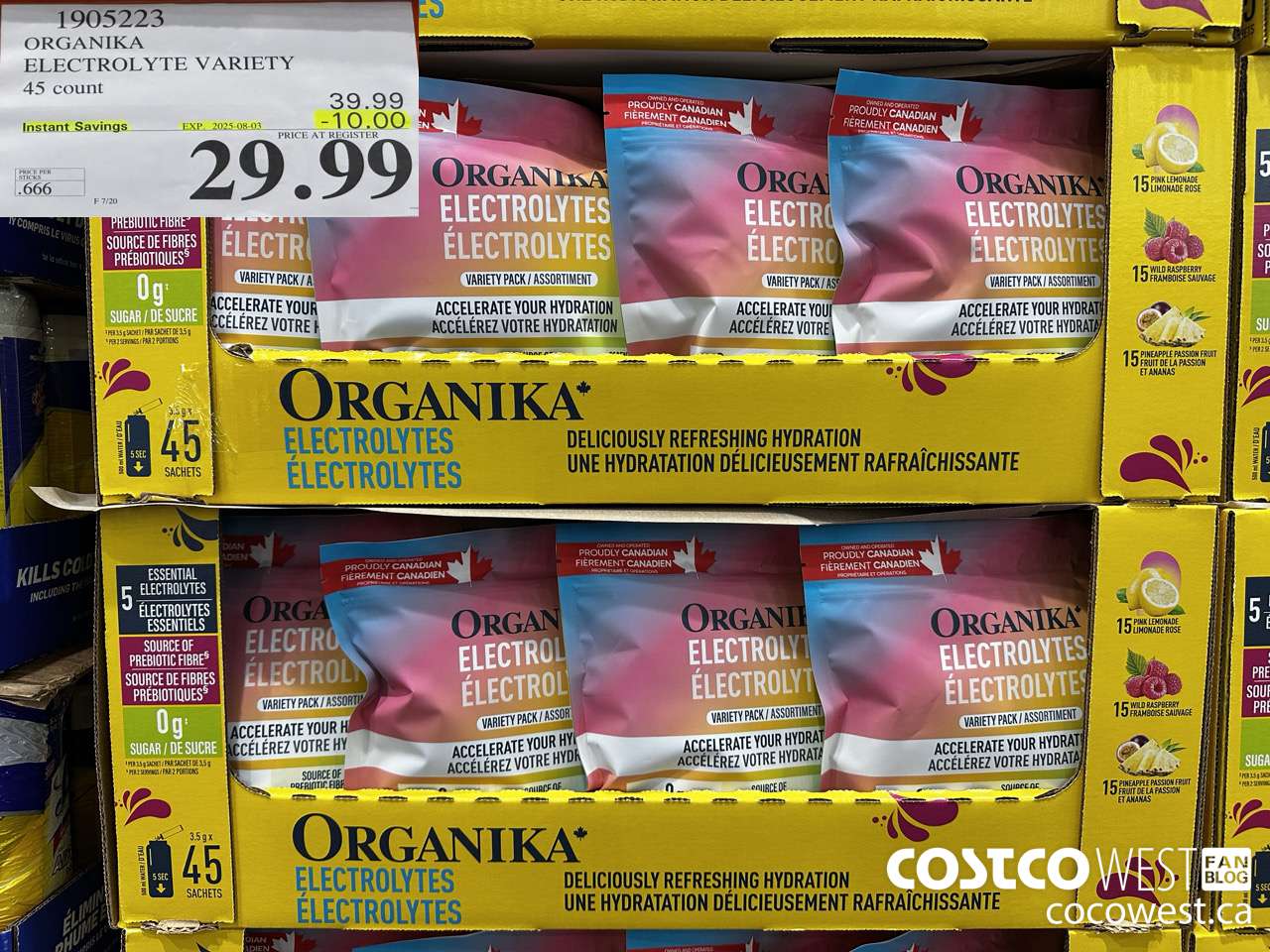 1905223 ORGAIKA ELECTROLYTE VARIETY 45 COUNT ($10.00 INSTANT SAVINGS EXPIRES ON 2025-08-03) $29.99