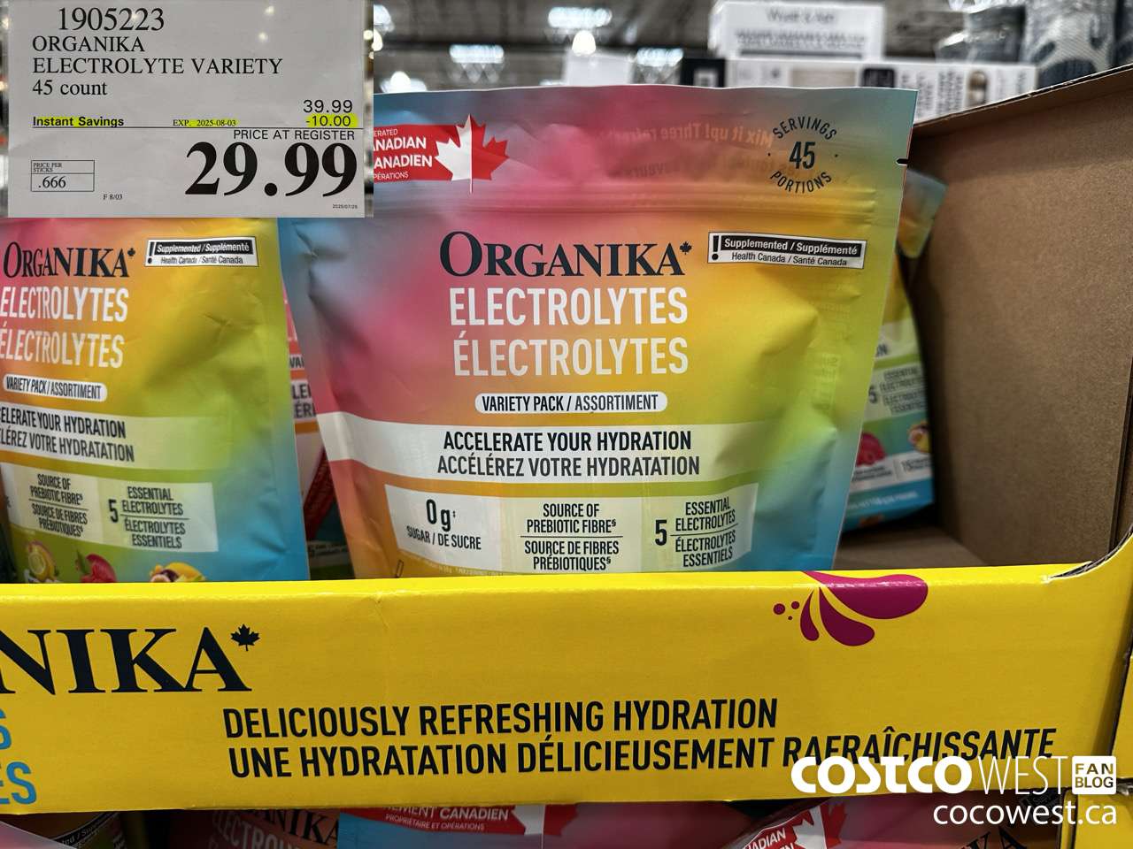 1905223 ORGAIKA ELECTROLYTE VARIETY 45 COUNT ($10.00 INSTANT SAVINGS EXPIRES ON 2025-08-03) $29.99