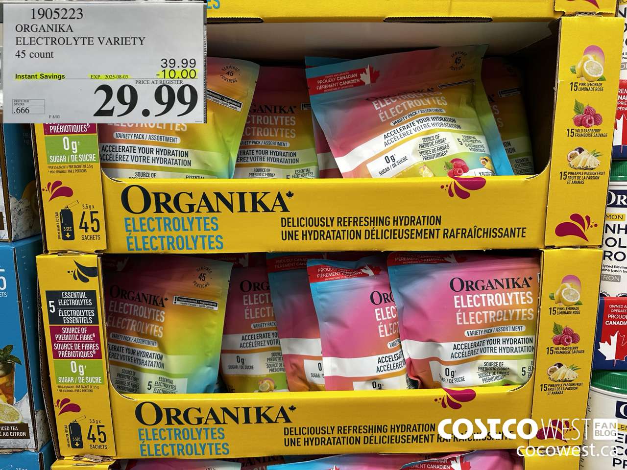 1905223 ORGAIKA ELECTROLYTE VARIETY 45 COUNT ($10.00 INSTANT SAVINGS EXPIRES ON 2025-08-03) $29.99