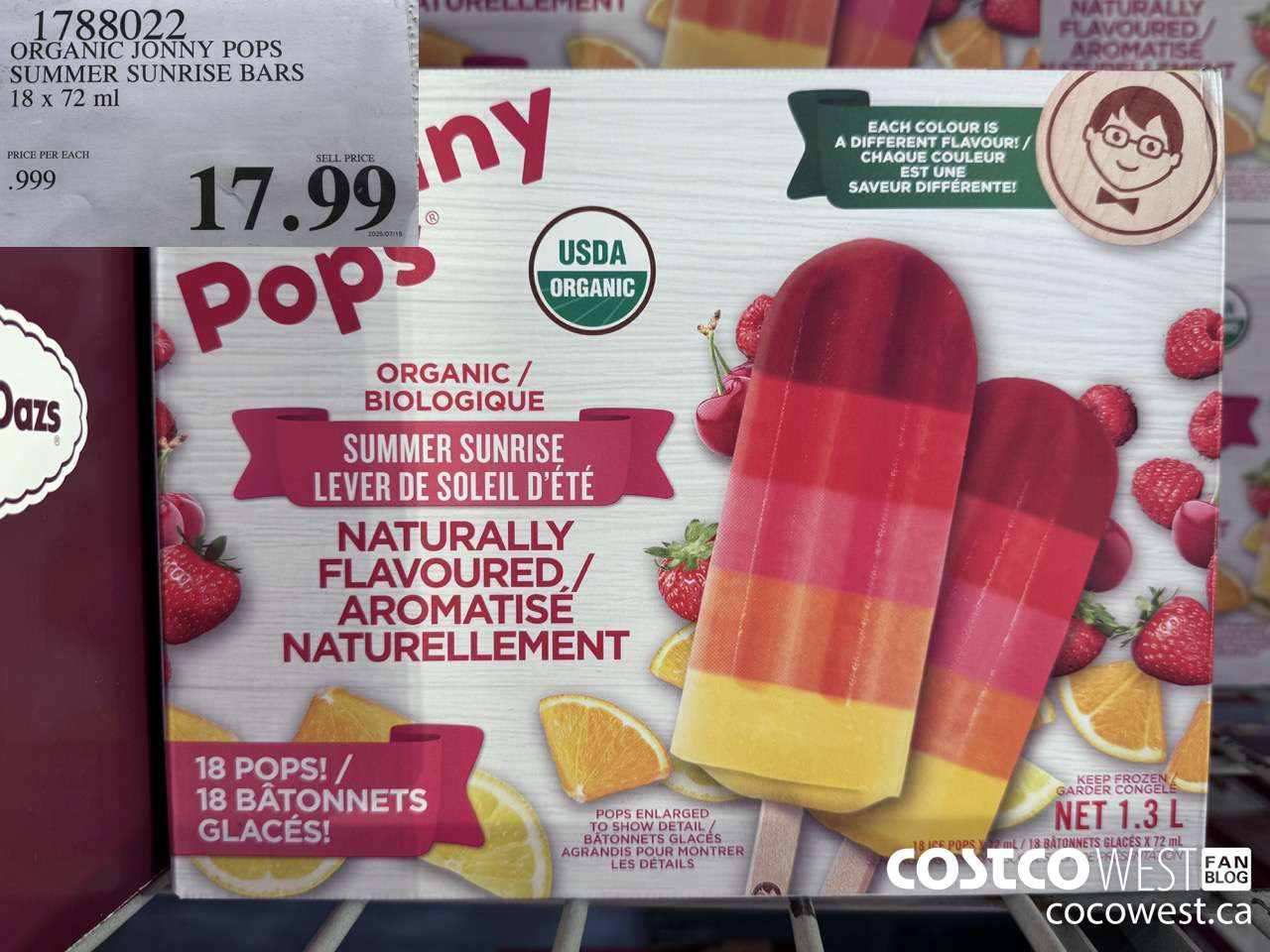 1788022 ORGANIC JONNY POPS SUMMER SUNRISE BARS 18 X 72ML $17.99