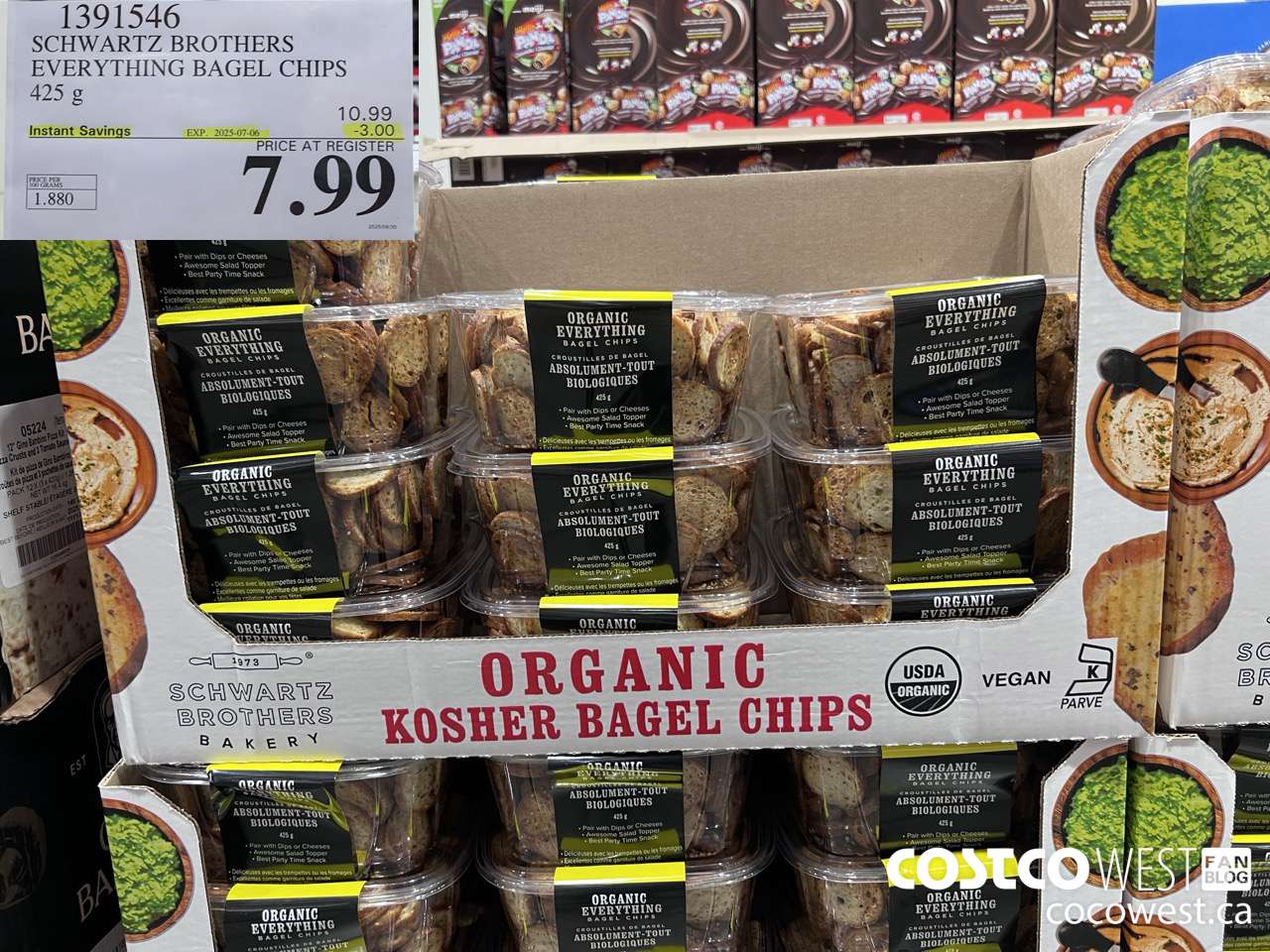 1391546 ORGANIC SCHWARTZ EVERYTHING BAGEL CHIPS 425G ($3.00 INSTANT SAVINGS EXPIRES ON 2025-07-06) $7.99