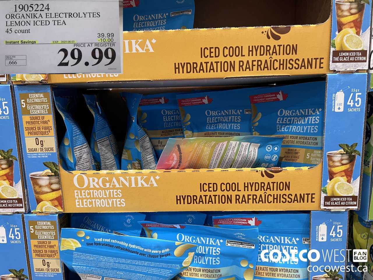 1905224 ORGANIKA ELECTROLYTES LEMON ICED TEA 45 COUNT ($10.00 INSTANT SAVINGS EXPIRES ON 2025-08-03) $29.99