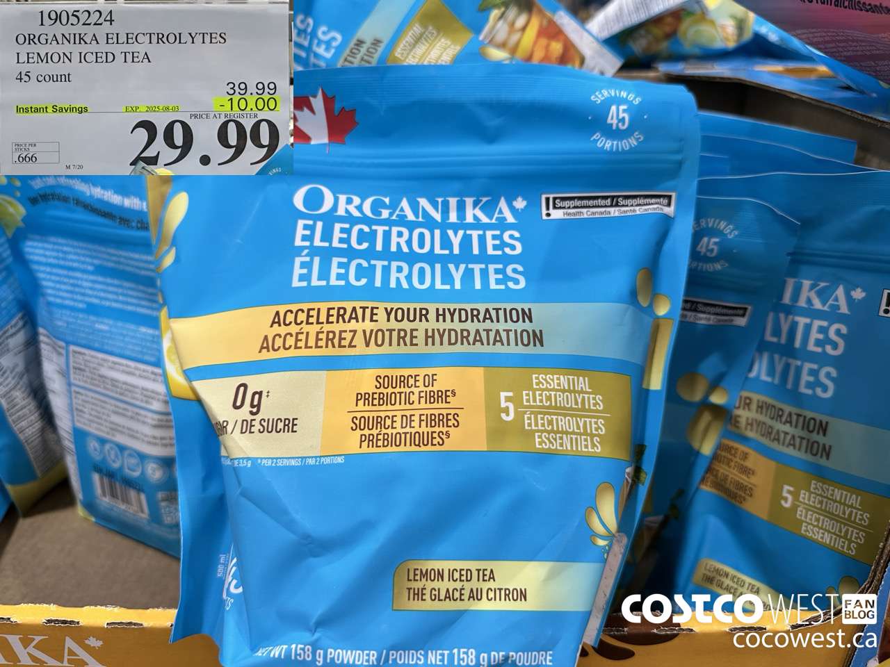 1905224 ORGANIKA ELECTROLYTES LEMON ICED TEA 45 COUNT ($10.00 INSTANT SAVINGS EXPIRES ON 2025-08-03) $29.99