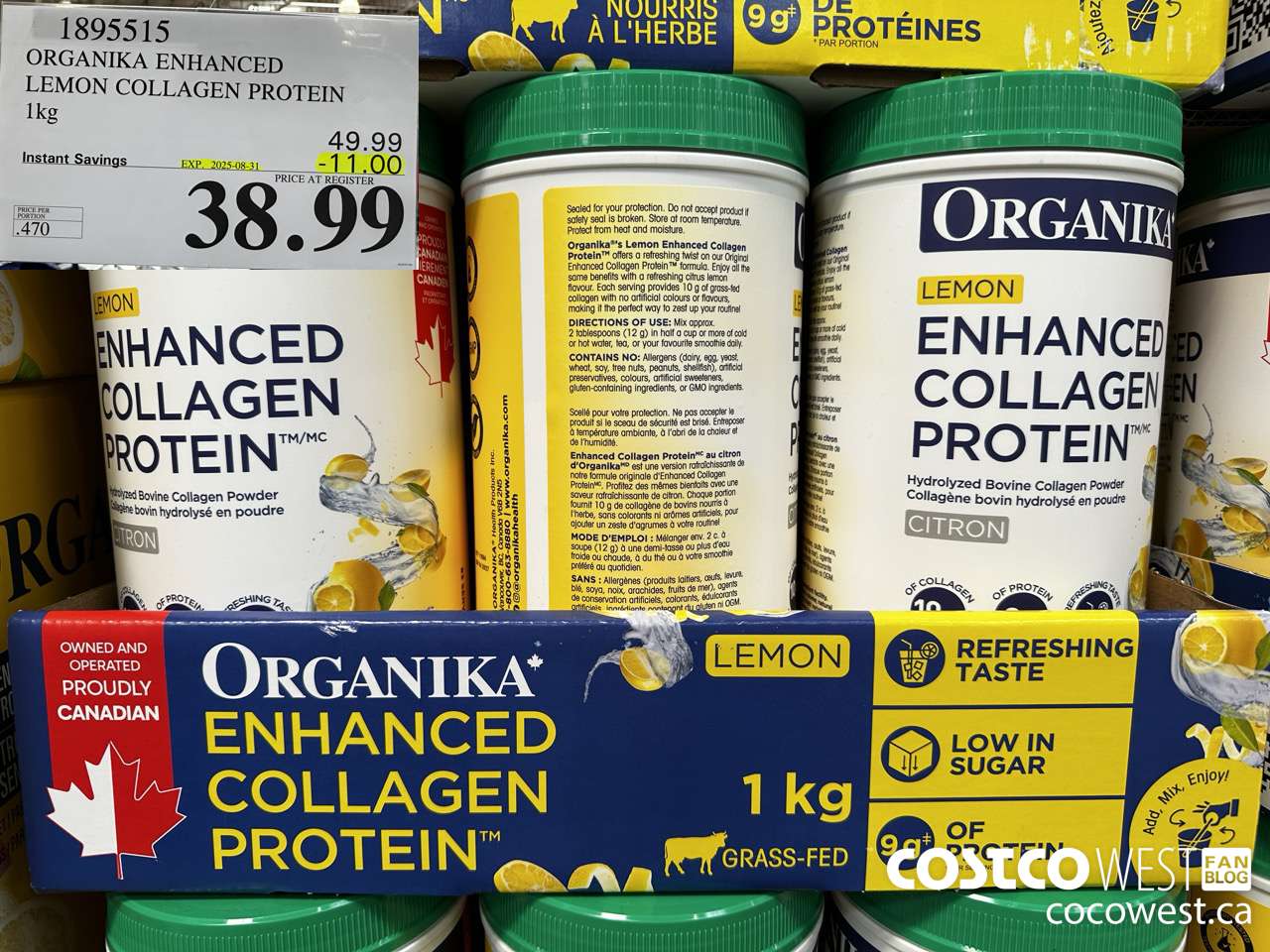 1895515 ORGANIKA ENHANCED LEMON COLLAGEN PROTEIN 1KG ($11.00 INSTANT SAVINGS EXPIRES ON 2025-08-31) $38.99