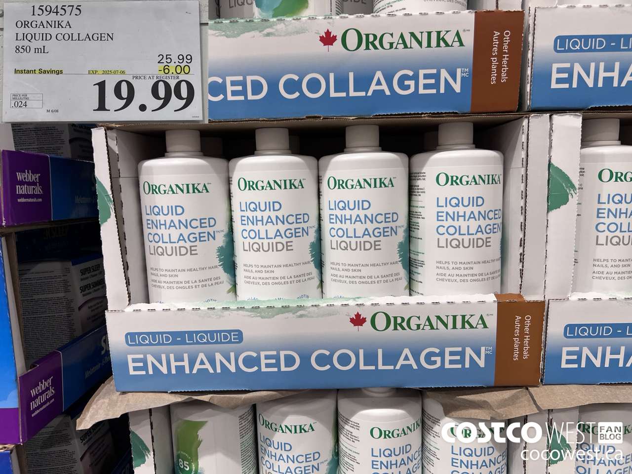 1594575 ORGANIKA LIQUID COLLAGEN 850 ML ($6.00 INSTANT SAVINGS EXPIRES ON 2025-07-06) $19.99