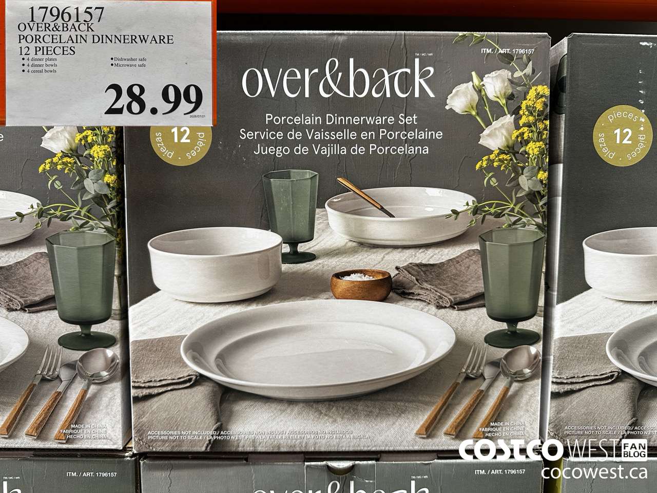 1796157 OVER AND BACK PORCELAINE DINNERWARE 12 PIECES $28.99