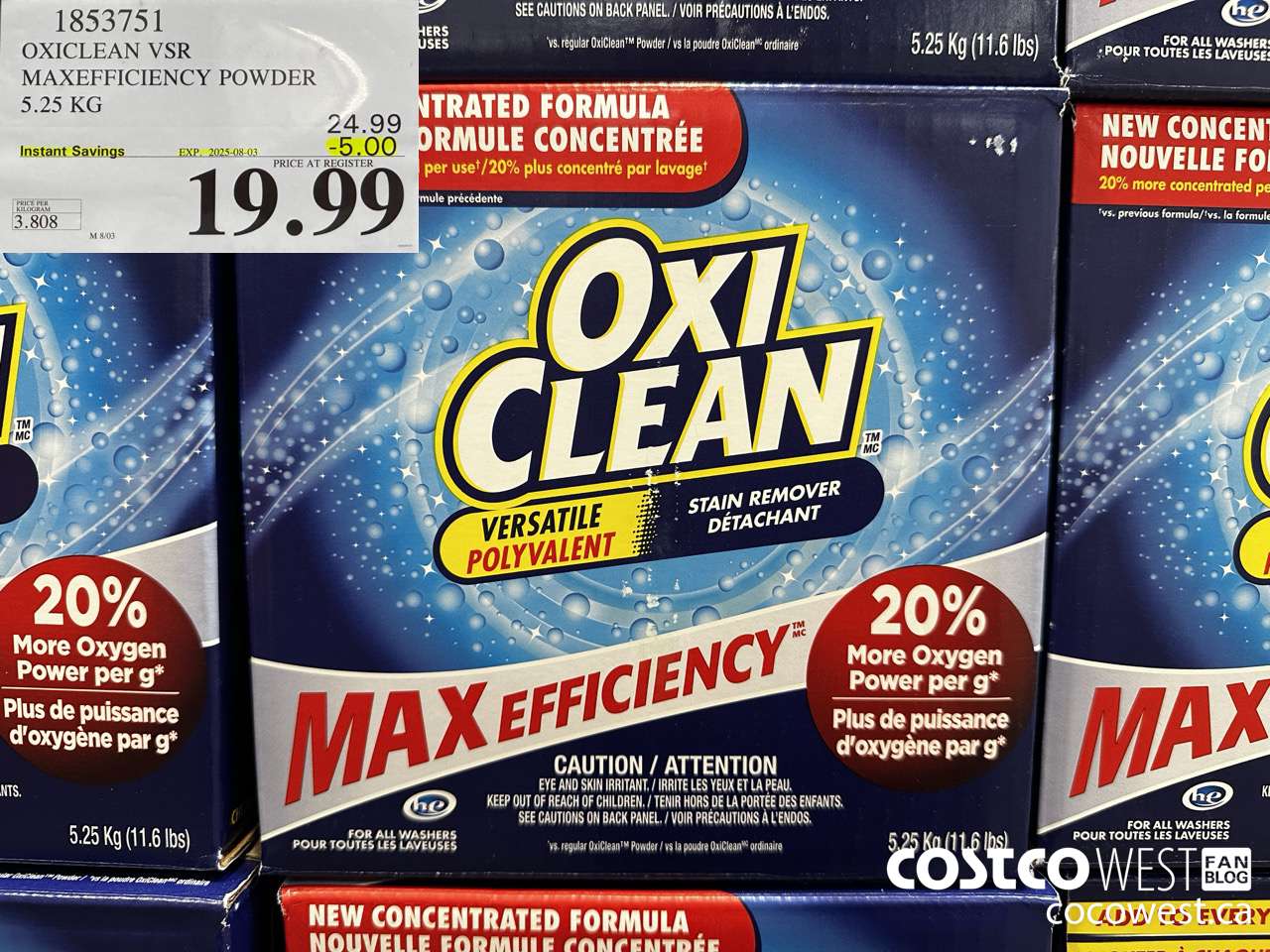 1853751 OXICLEAN VSR MAXEFFICIENCY POWDER 5.25KG ($5.00 INSTANT SAVINGS EXPIRES ON 2025-08-03) $19.99