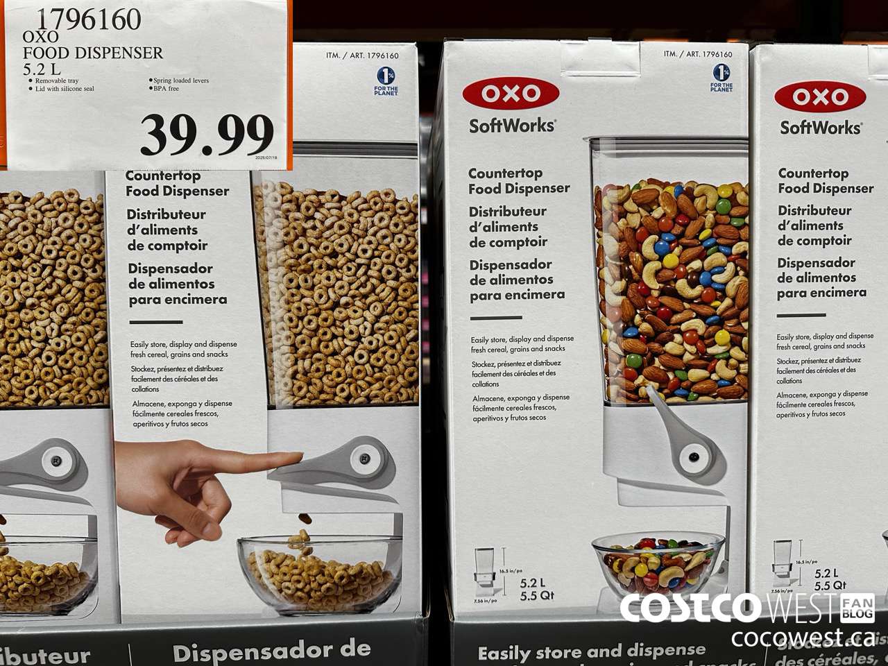 1796160 OXO FOOD DISPENSER 5.2L $39.99