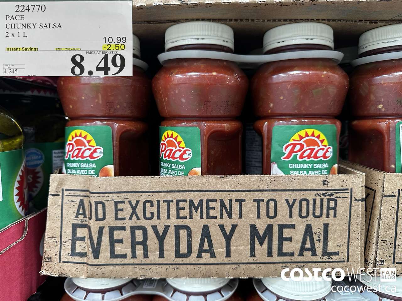 224770 PACE THICK & CHUNKY SALSA 2 X 1L ($2.50 INSTANT SAVINGS EXPIRES ON 2025-08-03) $8.49