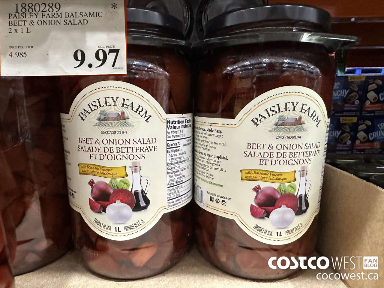 1880289 PAISLEY FARM BALSAMIC BEET & ONION SALAD 2 X 1L $9.97