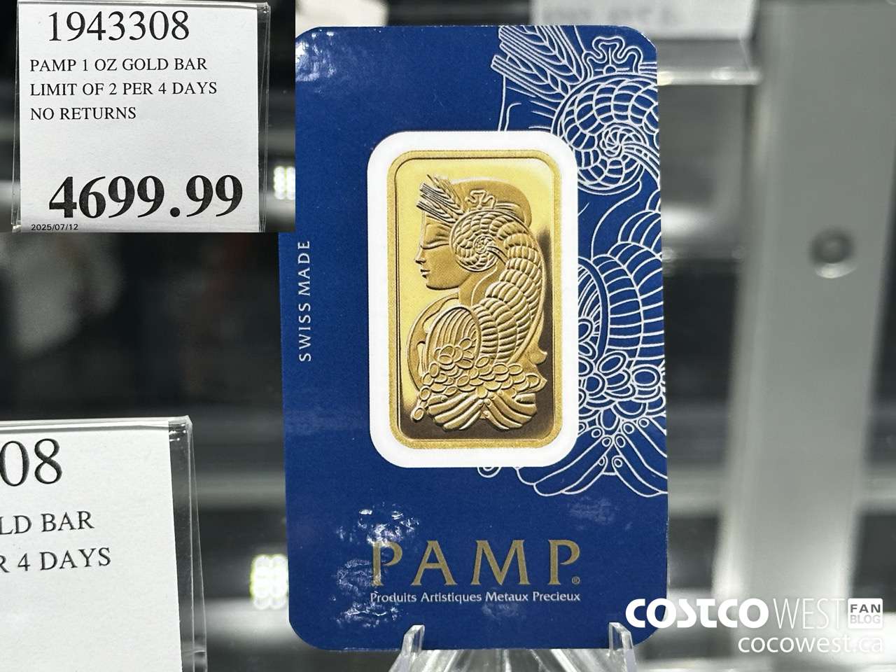 1943308 PAMP 1 OZ GOLD BAR LIMIT OF 2 PER 4 DAYS NO RETURNS $4699.99