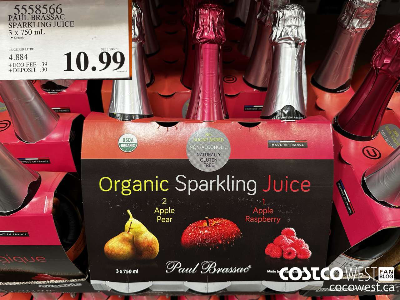 5558566 PAUL BRASSAC ORGANIC SPARKLING JUICE 3 x 750 ml $10.99
