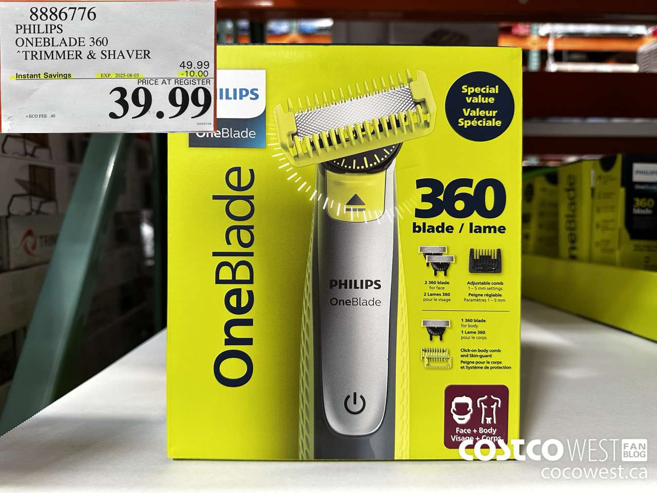 8886776 PHILIPS ONEBLADE 360 TRIMMER & SHAVER ($10.00 INSTANT SAVINGS EXPIRES ON 2025-08-03) $39.99