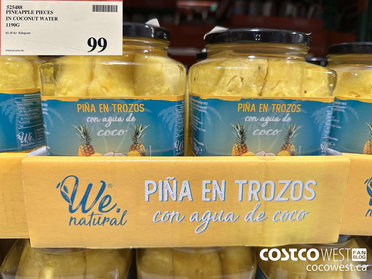 525488 PINEAPPLE PIECES IN COCONUT WATER 1190G $99.00