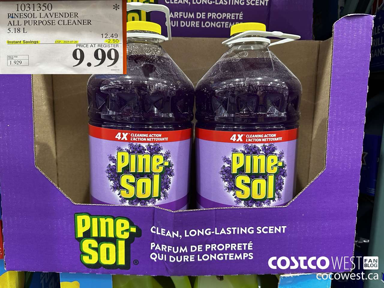 1031350 PINESOL LAVENDER ALL PURPOSE CLEANER 5.18 L ($2.50 INSTANT SAVINGS EXPIRES ON 2025-07-20) $9.99