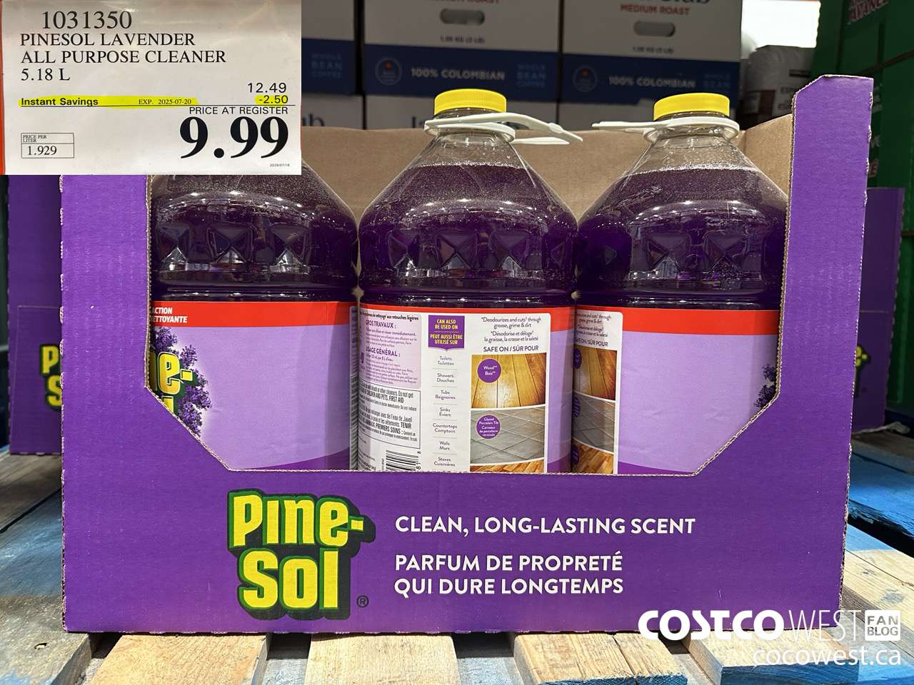 1031350 PINESOL LAVENDER ALL PURPOSE CLEANER 5.18 L ($2.50 INSTANT SAVINGS EXPIRES ON 2025-07-20) $9.99