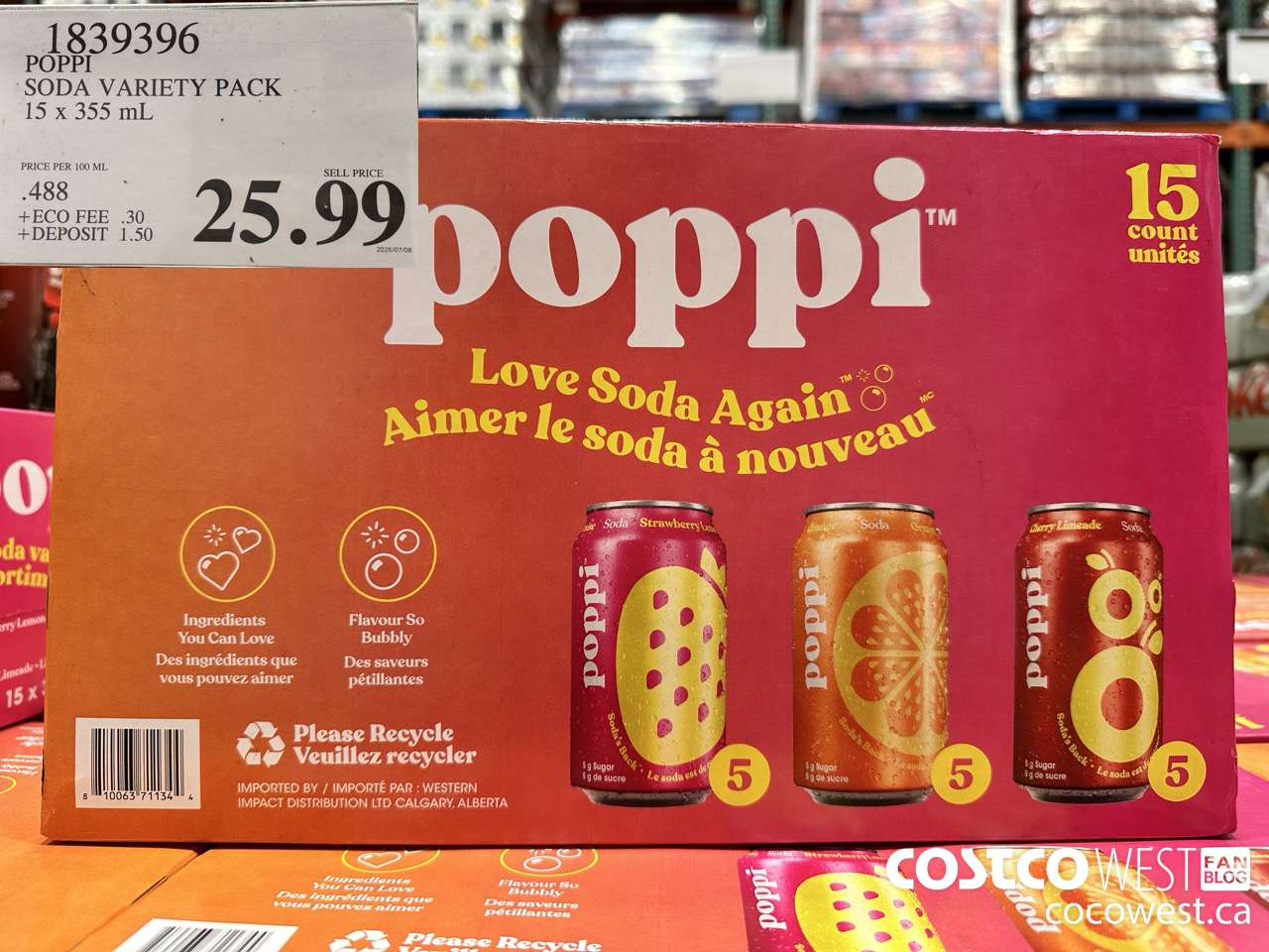 1839396 POPPI SODA VARIETY PACK 15 X 355ML $25.99