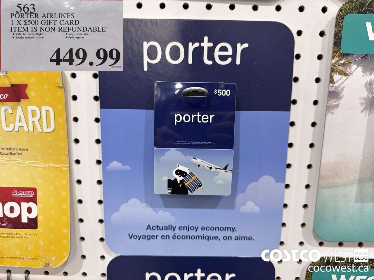 563 PORTER AIRLINES 1 X $500 GIFT CARD ITEM IS NON-REFUNDABLE $449.99