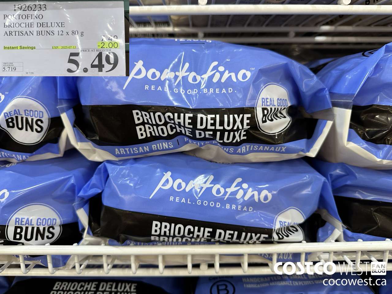 1926233 PORTOFINO BRIOCHE DELUXE ARTISAN BUNS 12 X 80G ($2.00 INSTANT SAVINGS EXPIRES ON 2025-07-13) $5.49