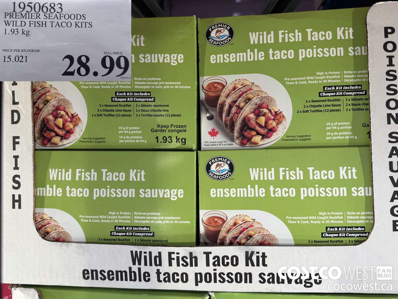 1950683 PREMIER SEAFOODS WILD FISH TACO KITS 1.93KG $28.99