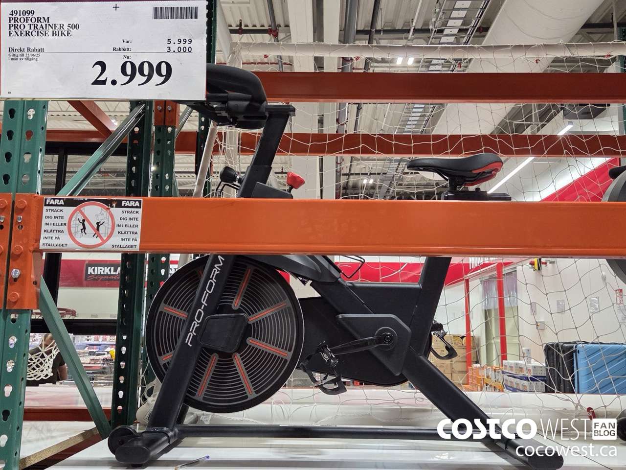 491099 PROFORM PRO TRAINER 500 EXERCISE BIKE ($3000.00 INSTANT SAVINGS EXPIRES ON 2025-06-22) $2999.00