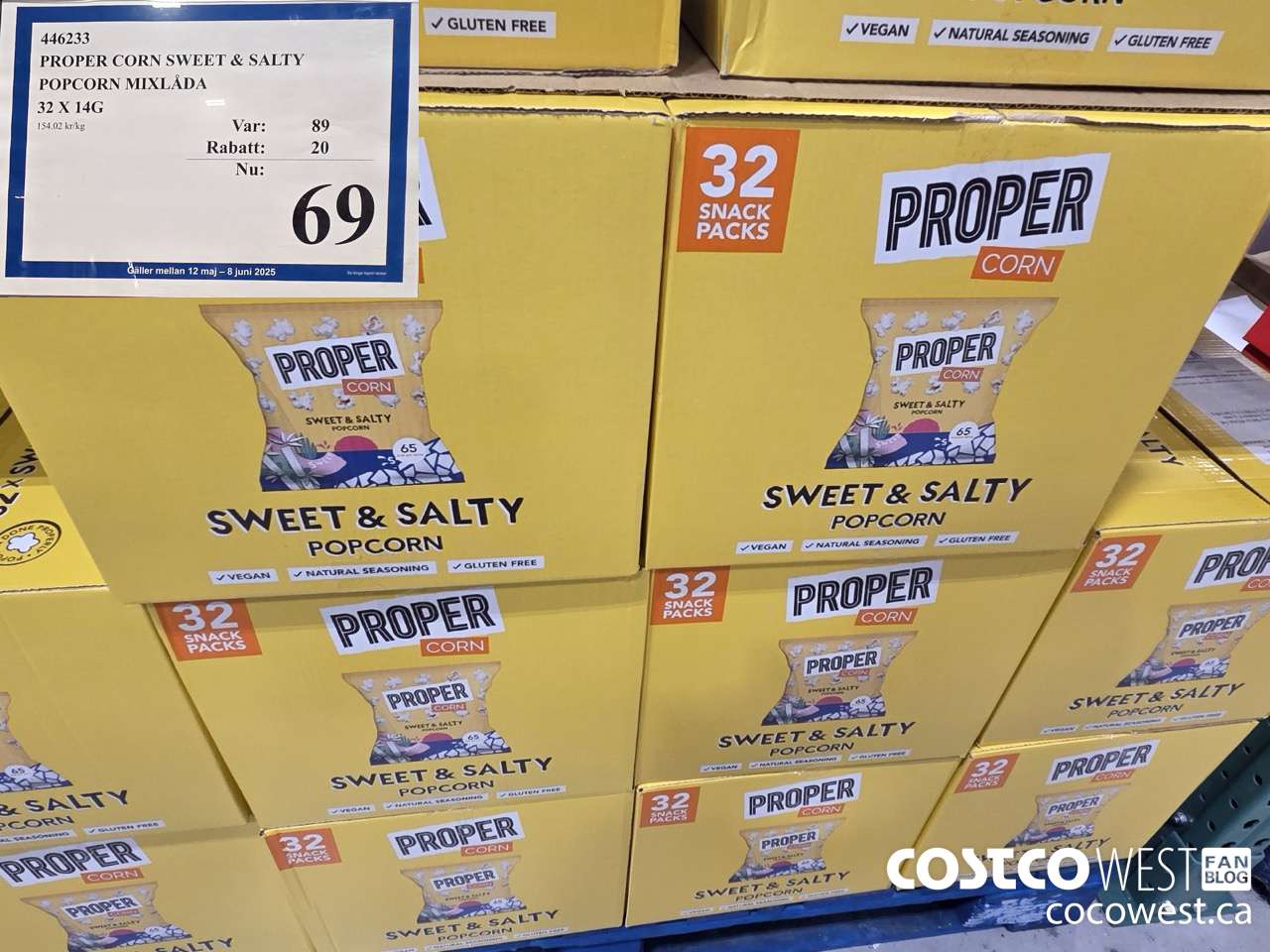 446233 PROPER CORN SWEET & SALTY POPCORN MIXLADA 32 X 14G ($20.00 INSTANT SAVINGS EXPIRES ON 2025-06-08) $69.00