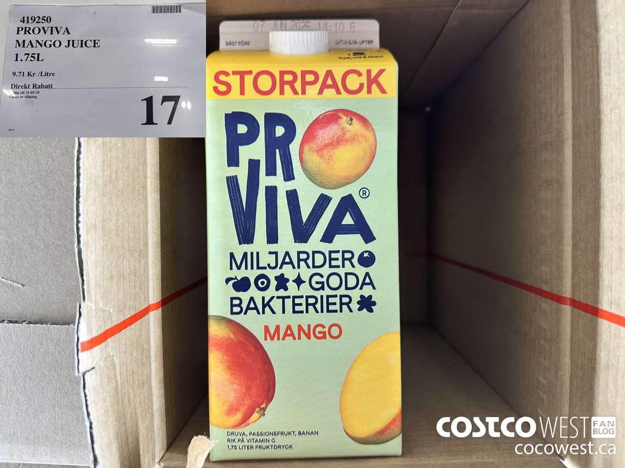 419250 PROVIVA MANGO JUICE 1.75L $17.00