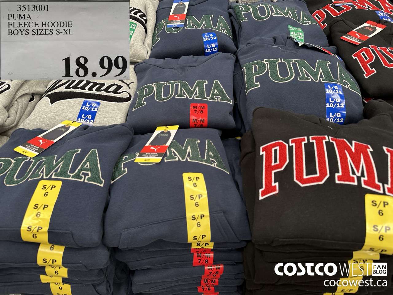 3513001 PUMA FLEECE HOODIE BOYS SIZES S-XL $18.99