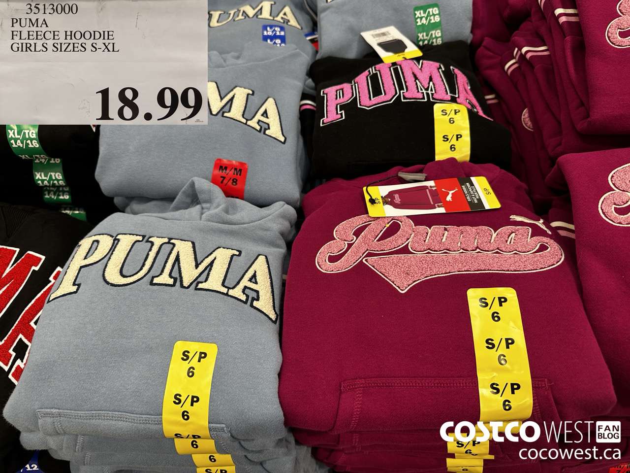3513000 PUMA FLEECE HOODIE GIRLS SIZES S-XL $18.99