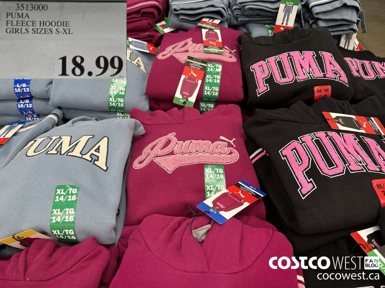 3513000 PUMA FLEECE HOODIE GIRLS SIZES S-XL $18.99