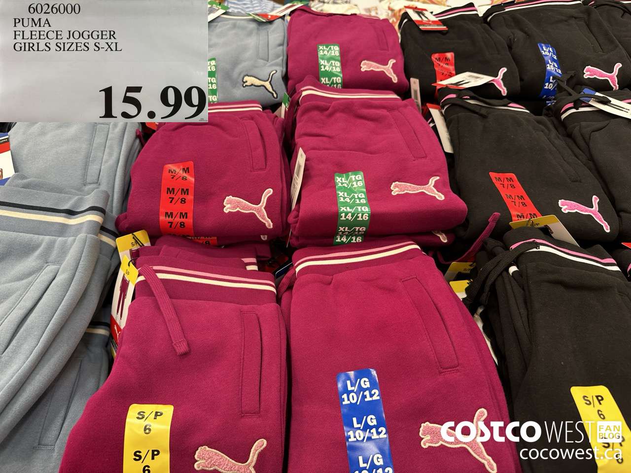 6026000 PUMA FLEECE JOGGER GIRLS SIZES S-XL  $15.99