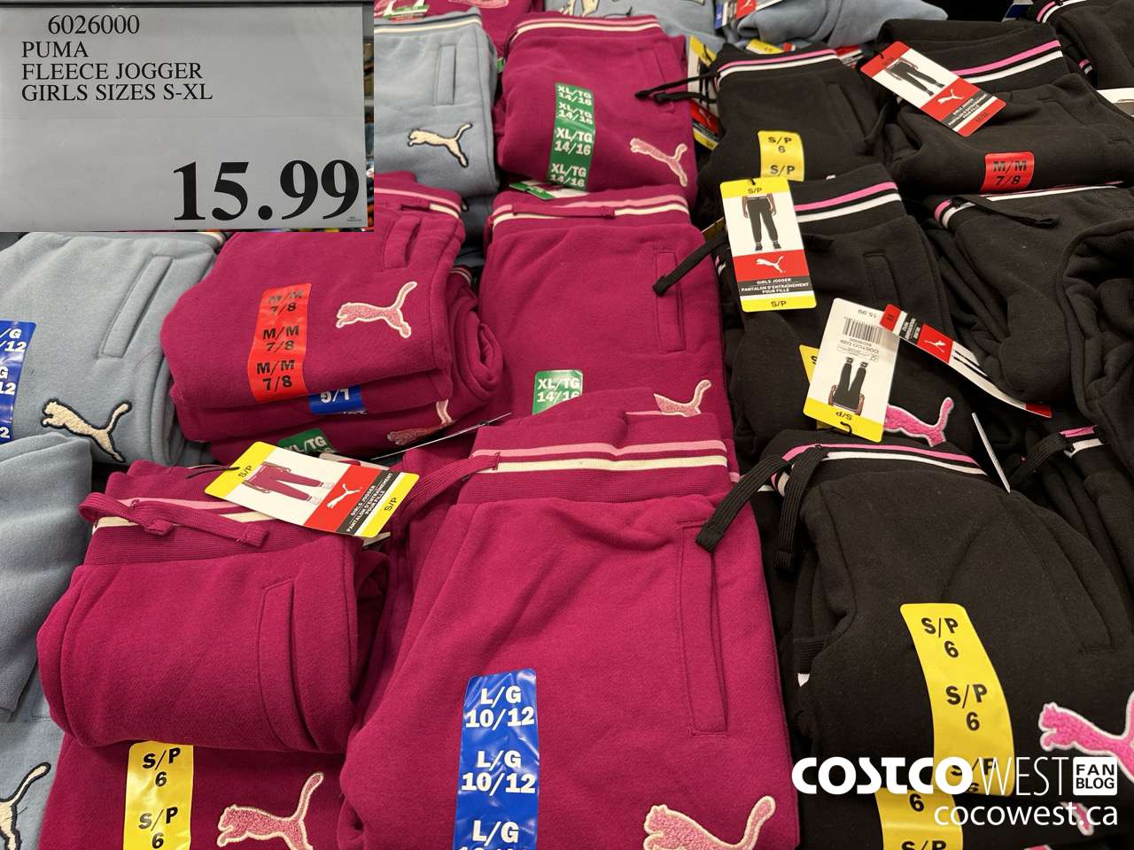 6026000 PUMA FLEECE JOGGER GIRLS SIZES S-XL  $15.99