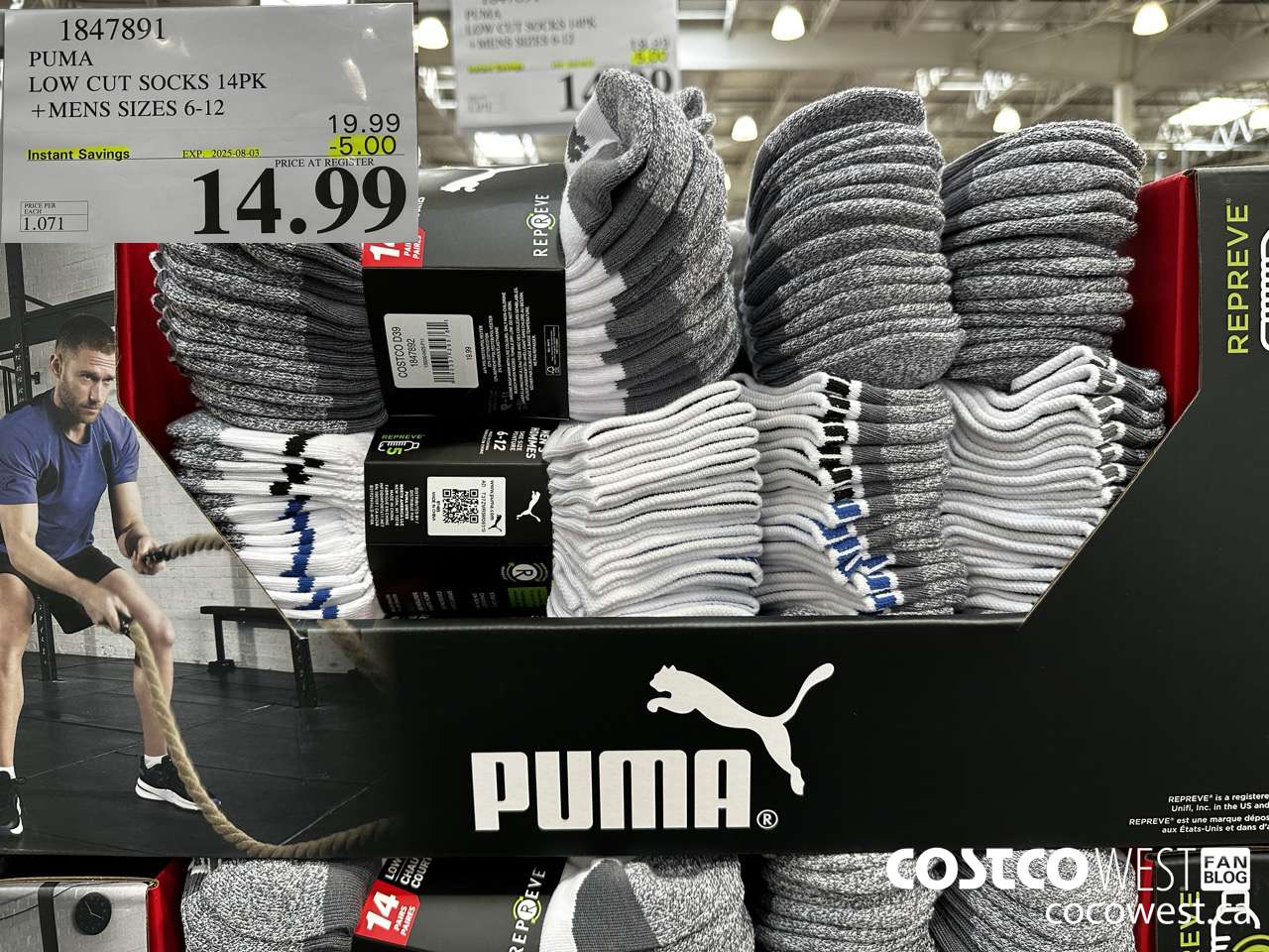 1847891 PUMA LOW CUT SOCKS 14PK MENS SIZES 6-12 ($5.00 INSTANT SAVINGS EXPIRES ON 2025-08-03) $14.99