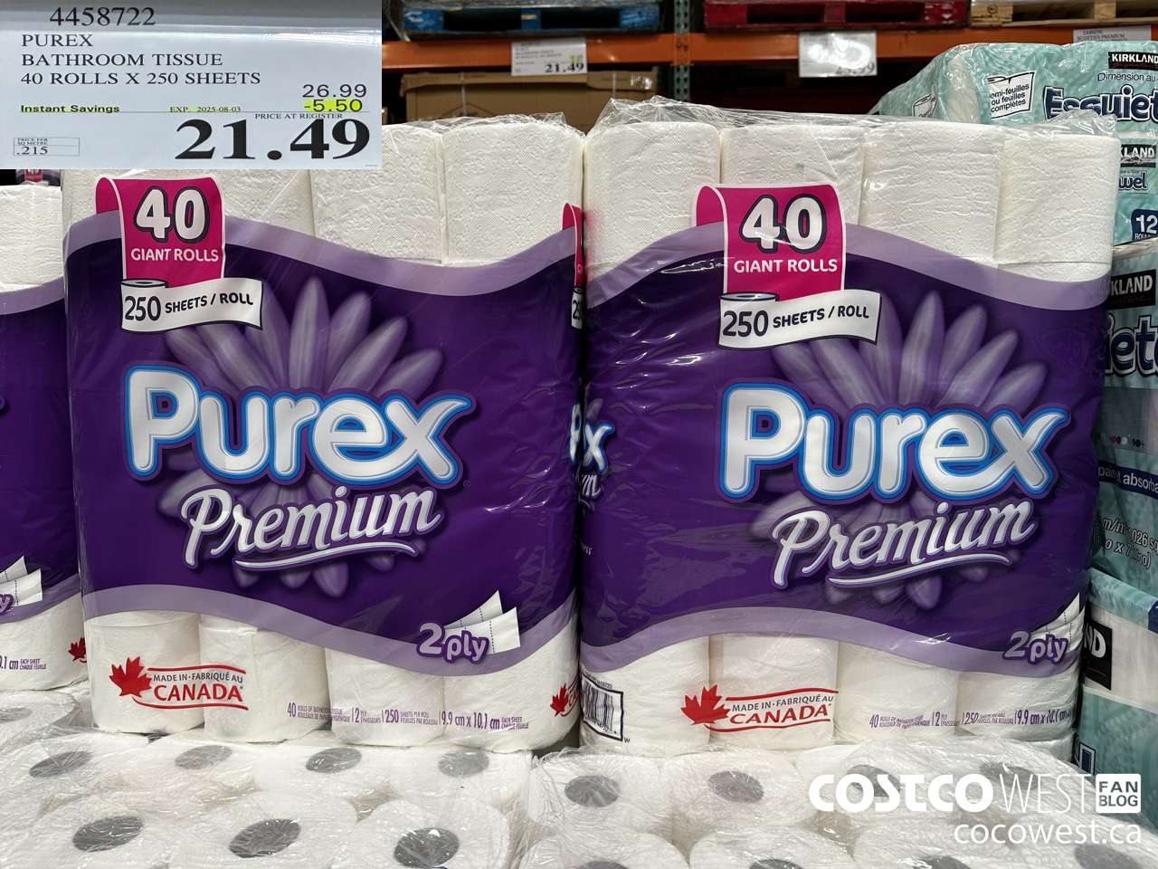 4458722 PUREX BATHROOM TISSUE 40 ROLLS X 250 SHEETS ($5.50 INSTANT SAVINGS EXPIRES ON 2025-08-03) $21.49
