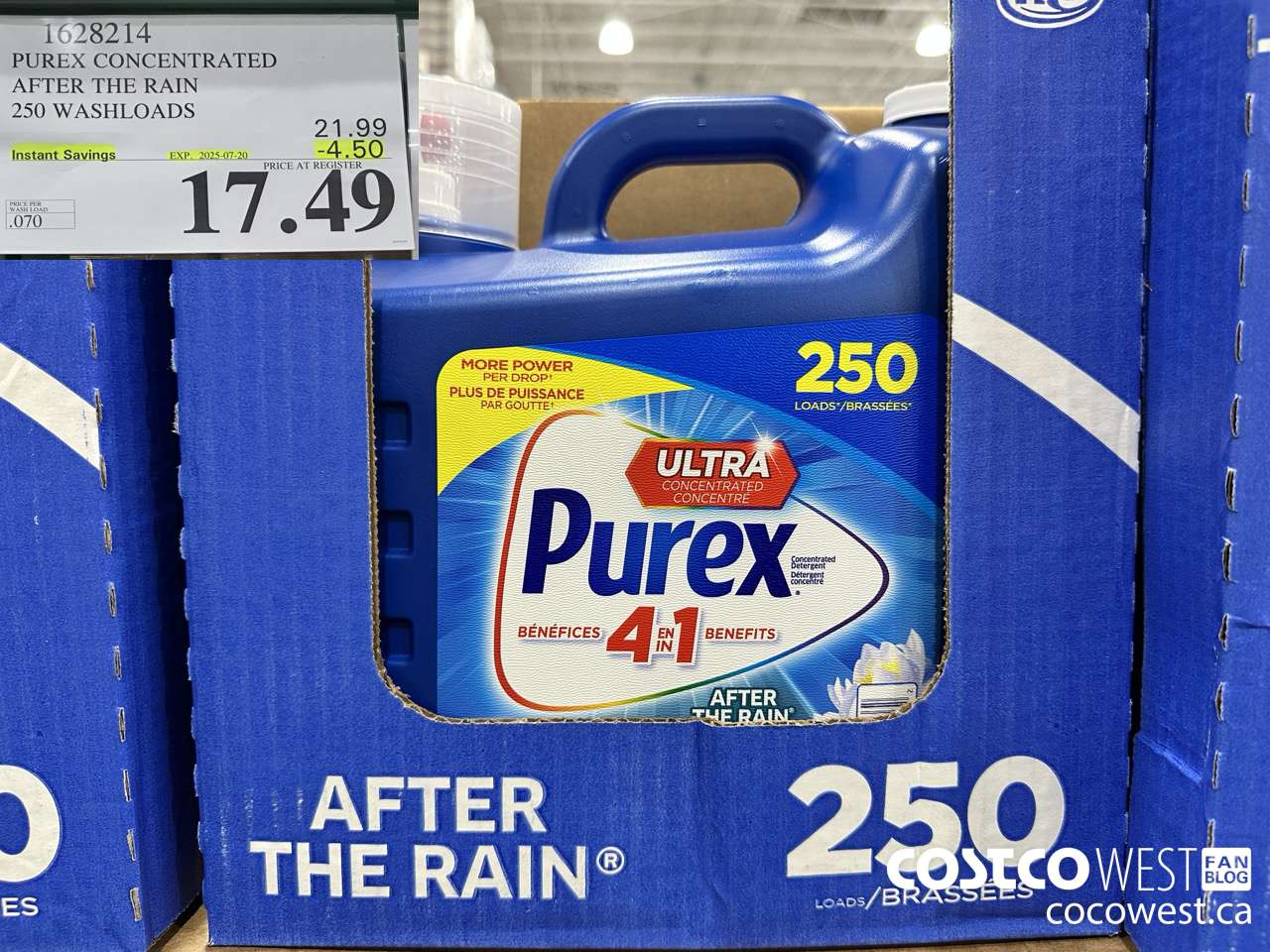 1628214 PUREX CONCENTRATED AFTER THE RAIN 250 WASHLOADS ($4.50 INSTANT SAVINGS EXPIRES ON 2025-07-20) $17.49