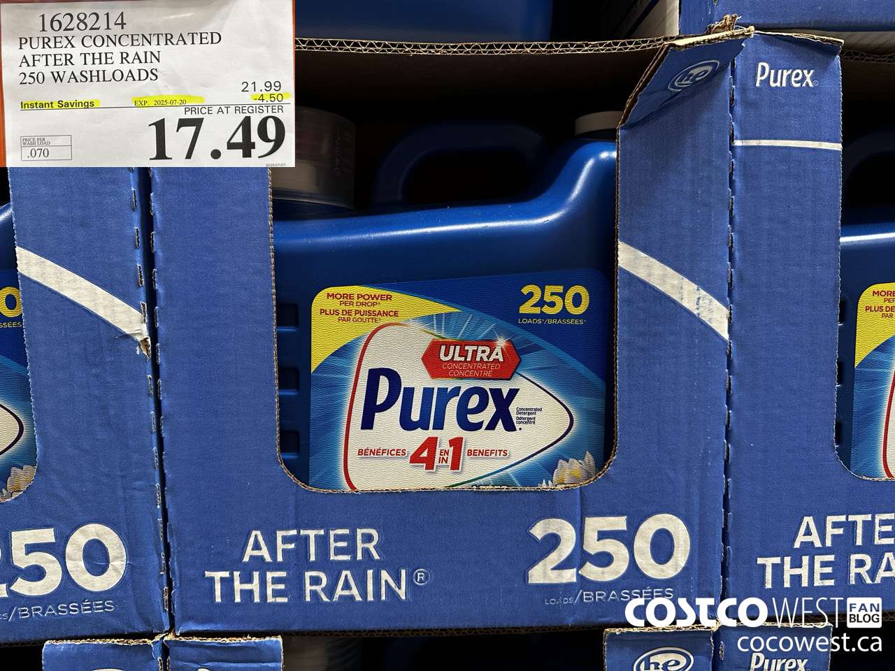 1628214 PUREX CONCENTRATED AFTER THE RAIN 250 WASHLOADS ($4.50 INSTANT SAVINGS EXPIRES ON 2025-07-20) $17.49