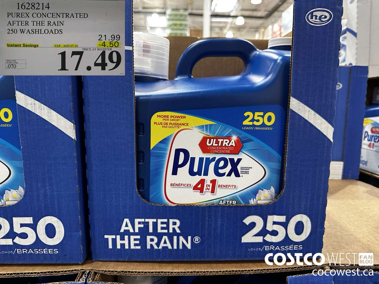 1628214 PUREX CONCENTRATED AFTER THE RAIN 250 WASHLOADS ($4.50 INSTANT SAVINGS EXPIRES ON 2025-07-20) $17.49