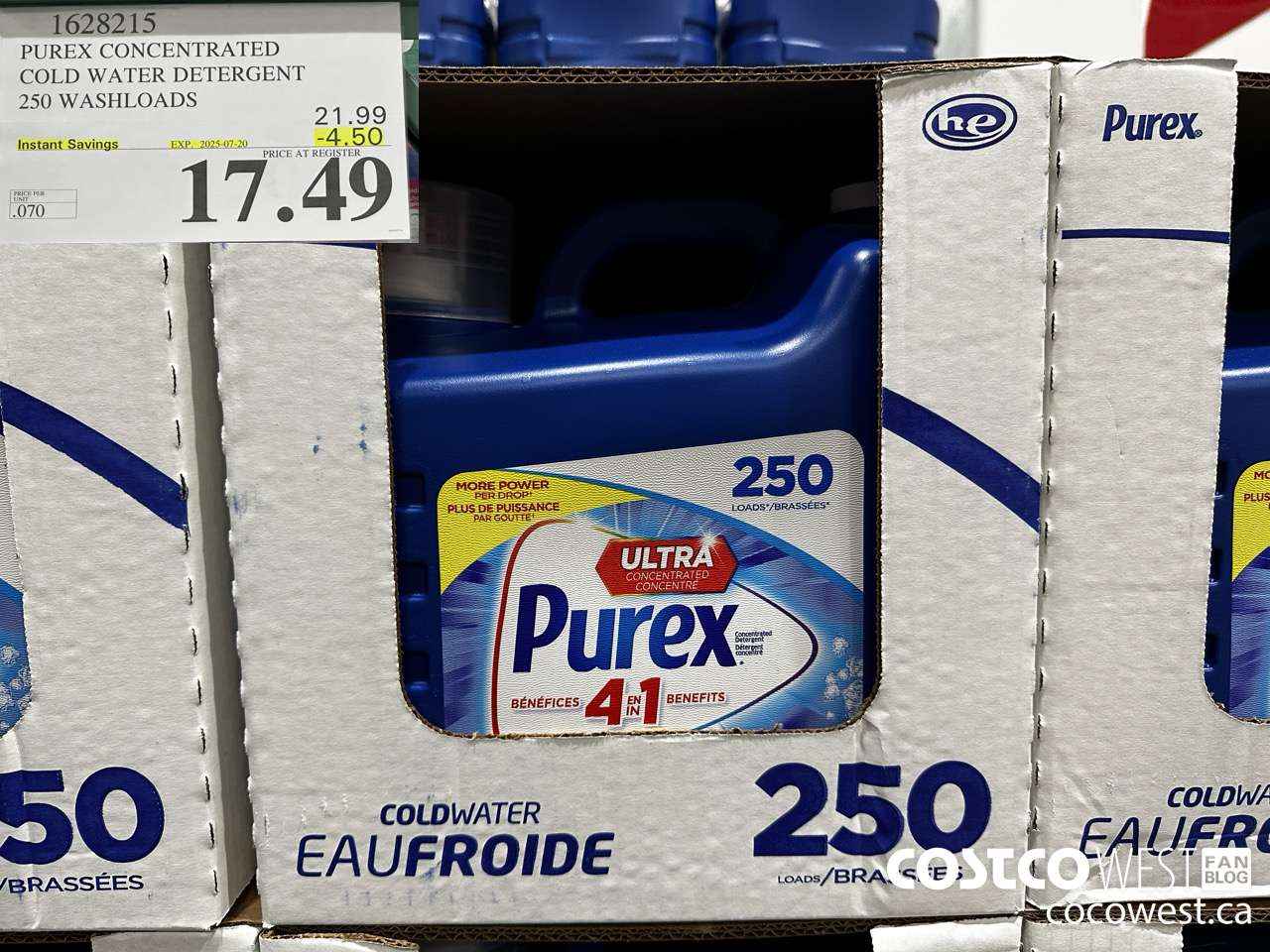 1628215 PUREX CONCENTRATED COLD WATER DETERGENT 250 WASHLOADS ($4.50 INSTANT SAVINGS EXPIRES ON 2025-07-20) $17.49