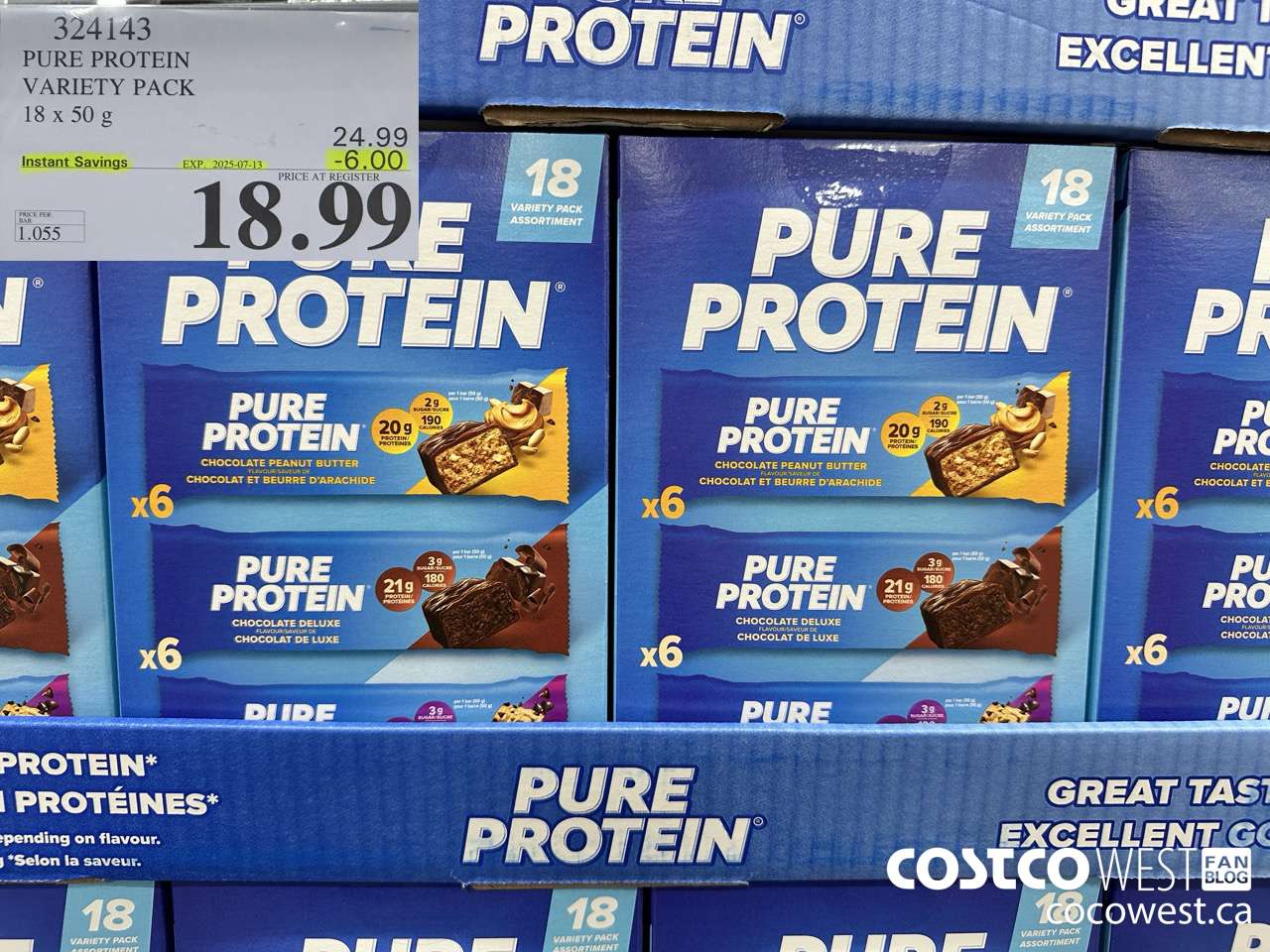 324143 PURE PROTEIN VARIETY PACK 18 X 50G ($6.00 INSTANT SAVINGS EXPIRES ON 2025-07-13) $18.99