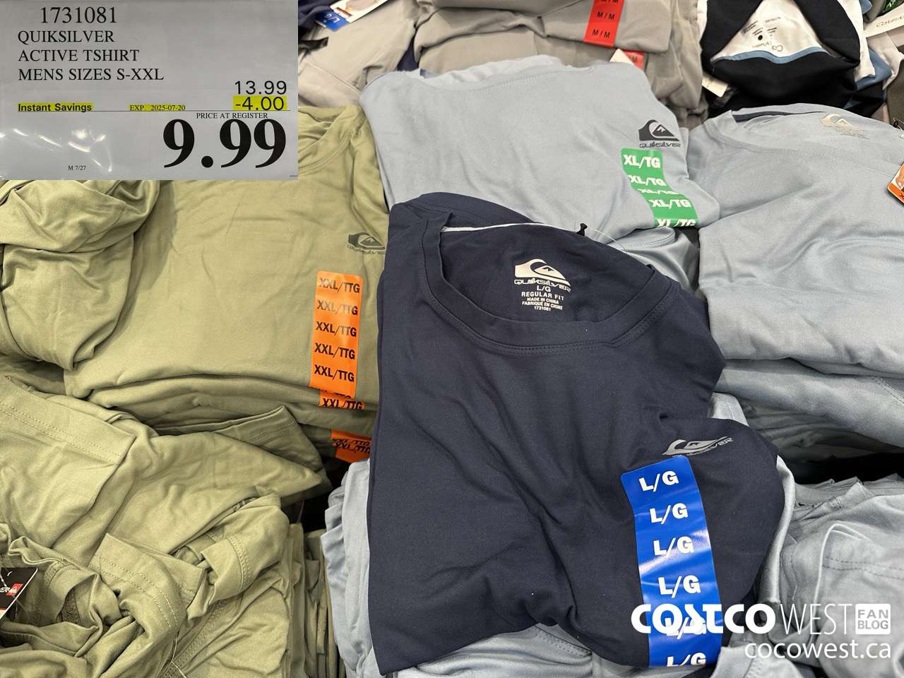 1731081 QUIKSILVER ACTIVE TSHIRT MENS SIZES S-XXL ($4.00 INSTANT SAVINGS EXPIRES ON 2025-07-20) $9.99