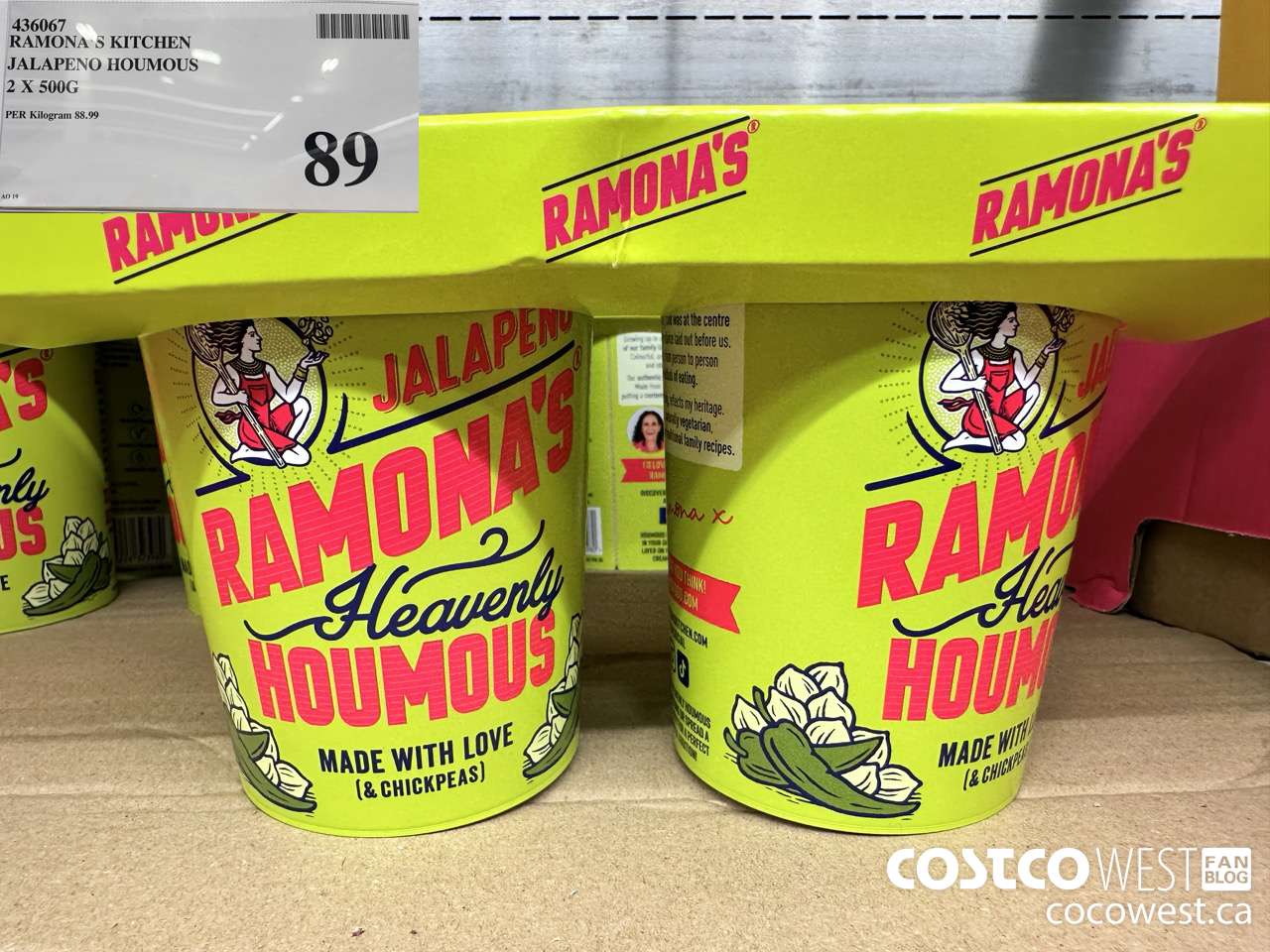 546067 RAMONA'S KITCHEN JALAPENO HOUMOUS 2 X 500G $89.00