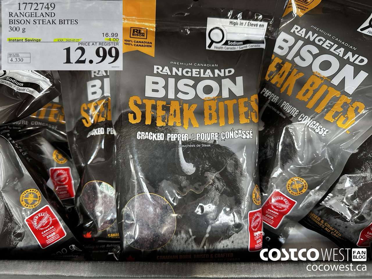1772749 RANGELAND BISON STEAK BITES 300G ($5.00 INSTANT SAVINGS EXPIRES ON 2025-07-27) $12.99