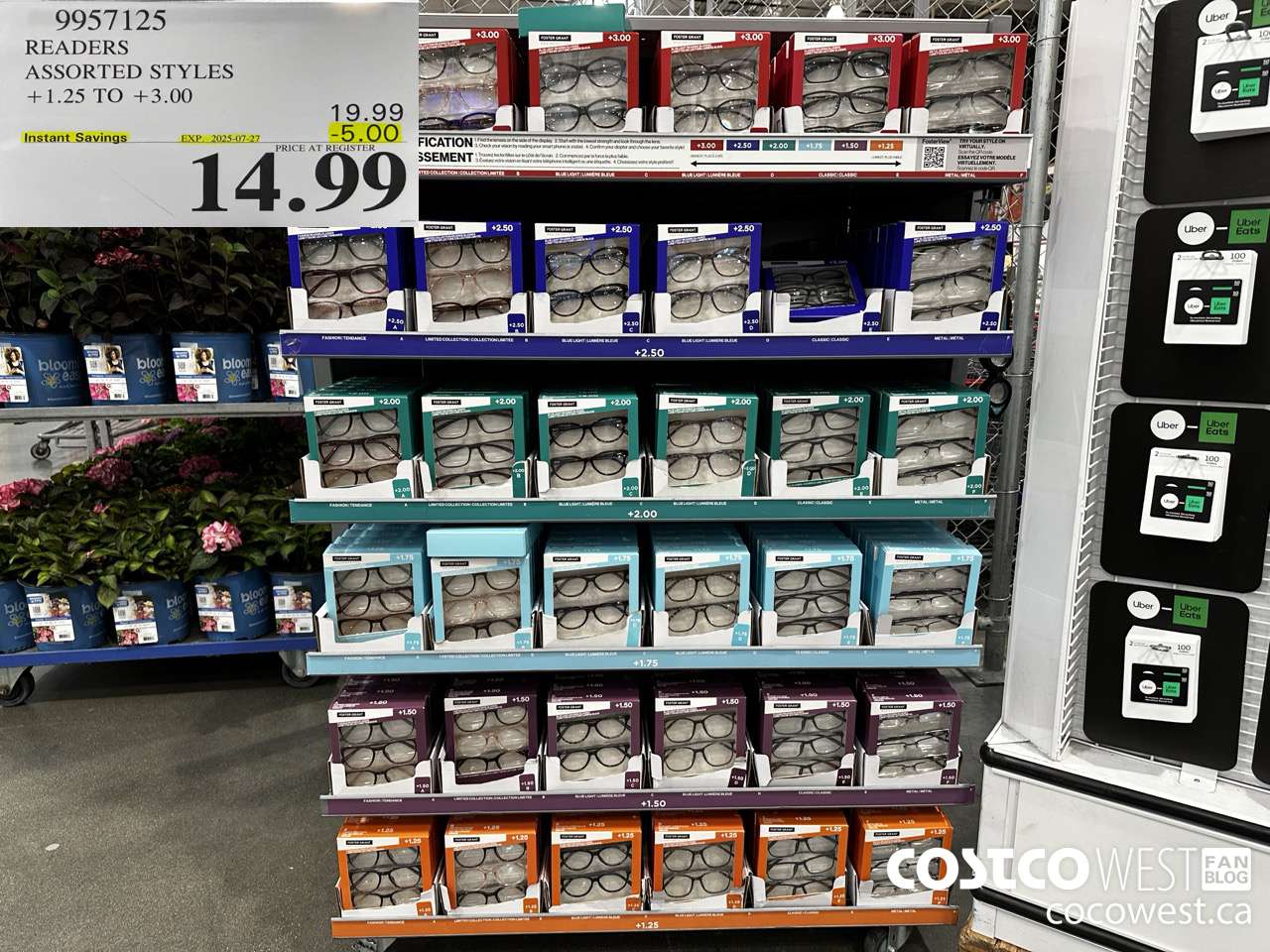 9957125 READERS ASSORTED STYLES +1.25 TO +3.00 ($5.00 INSTANT SAVINGS EXPIRES ON 2025-07-27) $14.99