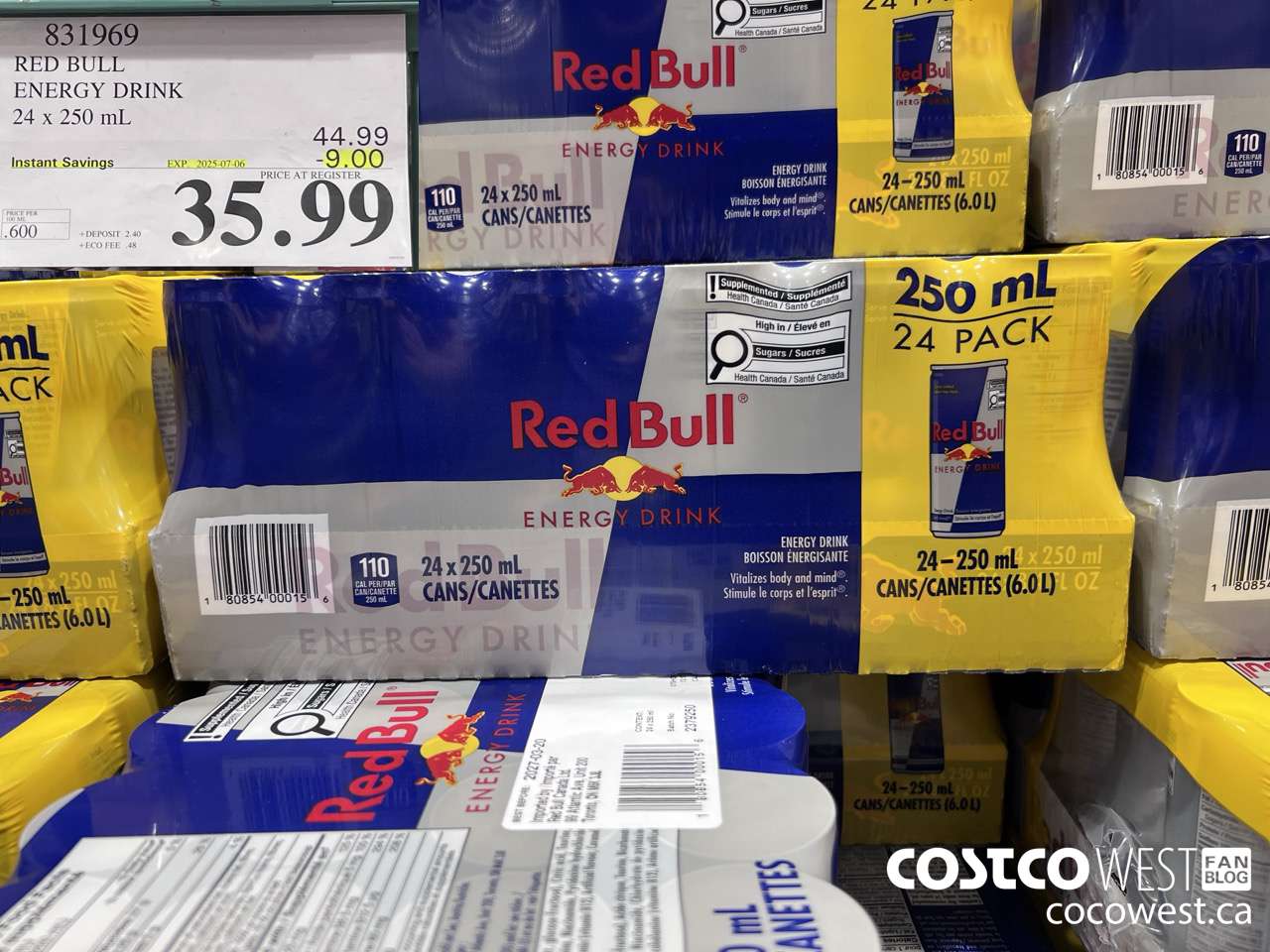 831969 RED BULL ENERGY DRINK 24 X 250ML ($9.00 INSTANT SAVINGS EXPIRES ON 2025-07-06) $35.99